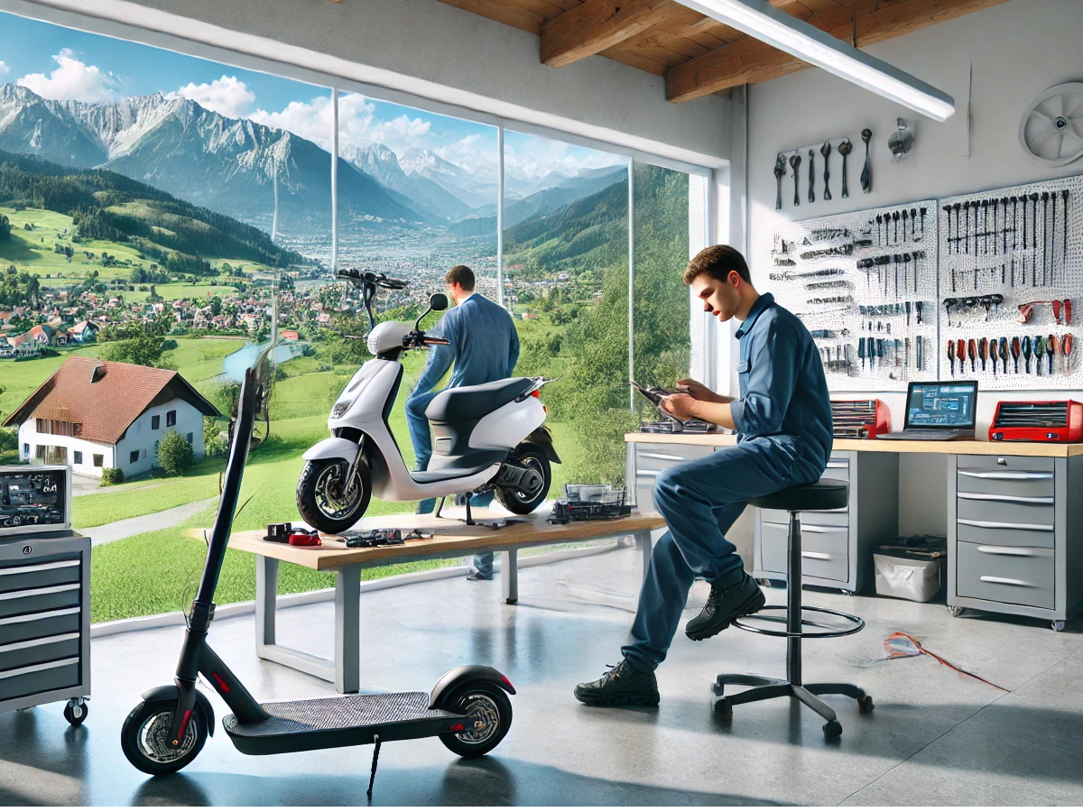 Mehrere E‑Scooter nebeneinander geparkt